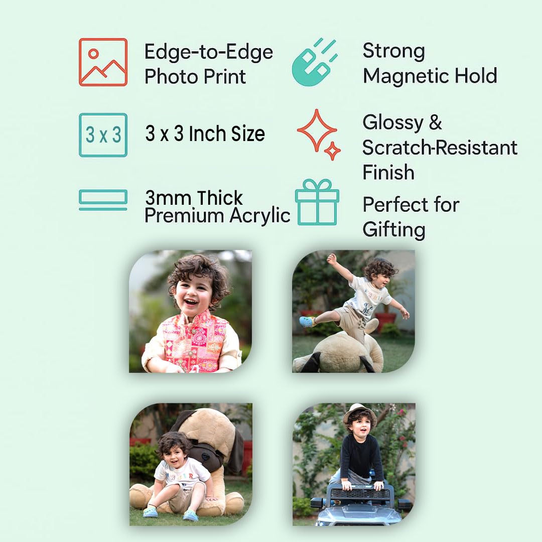 SNAPTRAP Personalized Acrylic Photo Fridge Magnets - Leaf Pack of 12