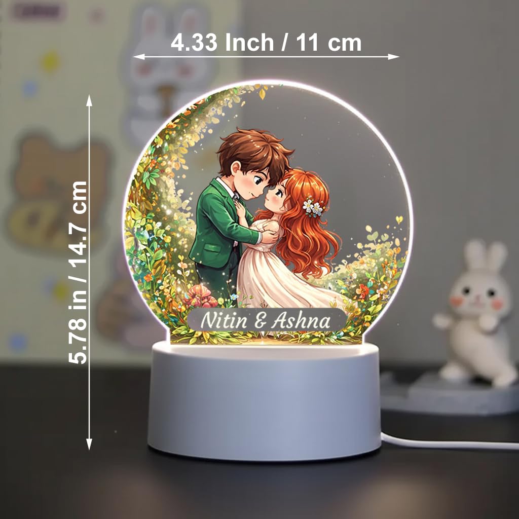 SNAPTRAP Personalized Couple Name Round LED Acrylic Night Lamp - Default Title