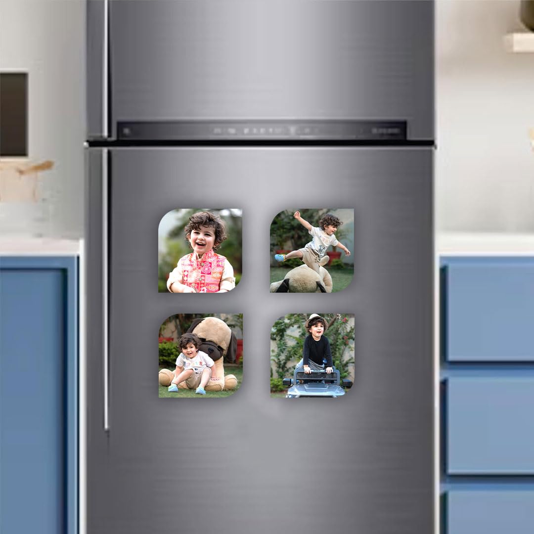 SNAPTRAP Personalized Acrylic Photo Fridge Magnets - Leaf Pack of 12