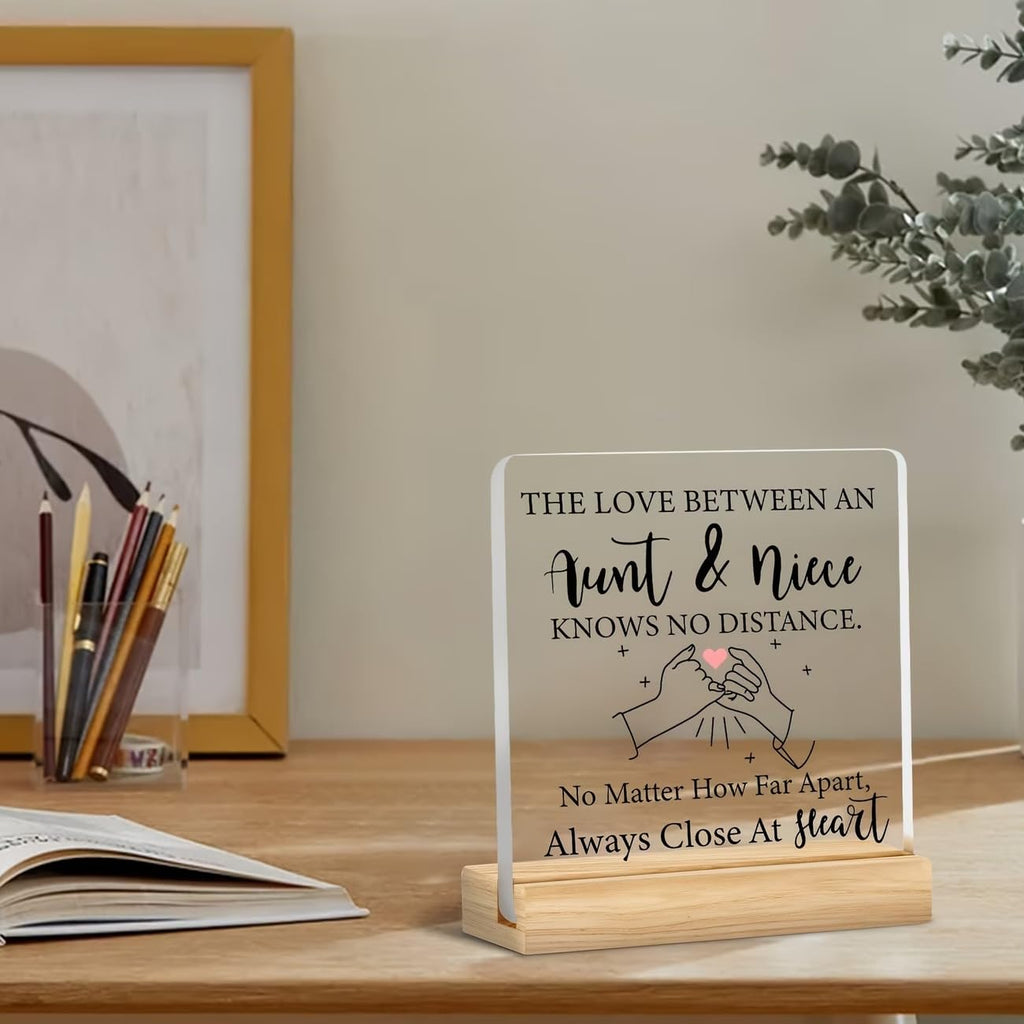 SNAPTRAP Aunt Niece Gift Acrylic Plaque with Wooden Base Stand - Default Title