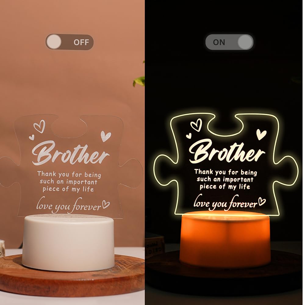 SNAPTRAP Rakhi Puzzle Engraved LED Side Table Lamp - Brother