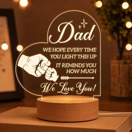 SNAPTRAP Best Dad Heart-Shaped LED Acrylic Lamp with Wooden Base