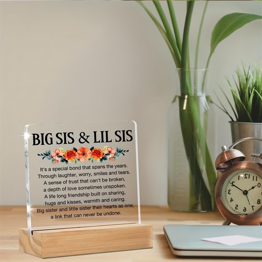 SNAPTRAP Big Sister Little Sister Gift Acrylic Plaque with Wooden Base - Default Title