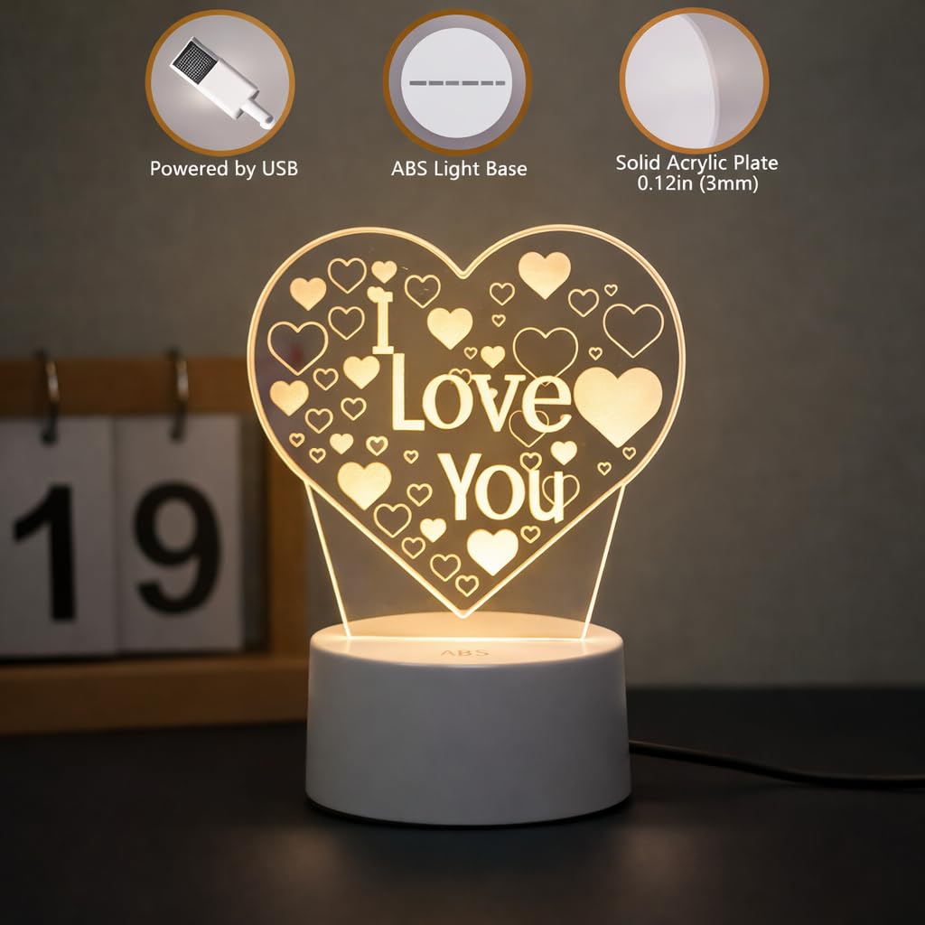 SNAPTRAP Heart-Shaped I Love You LED Night Lamp - Warm White - Default Title