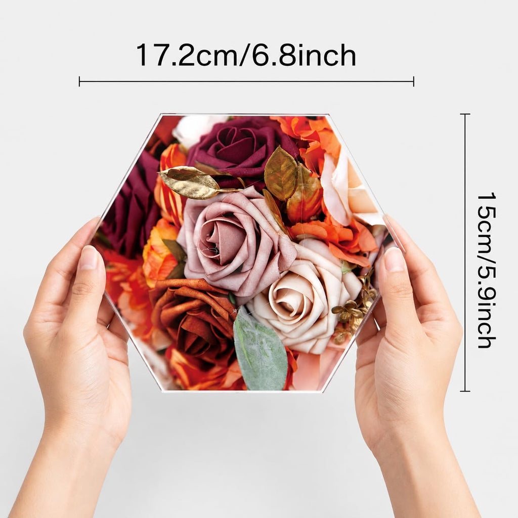 SNAPTRAP Mini Personalized Acrylic Photo Frame with Wooden Stand - Hexagon Large