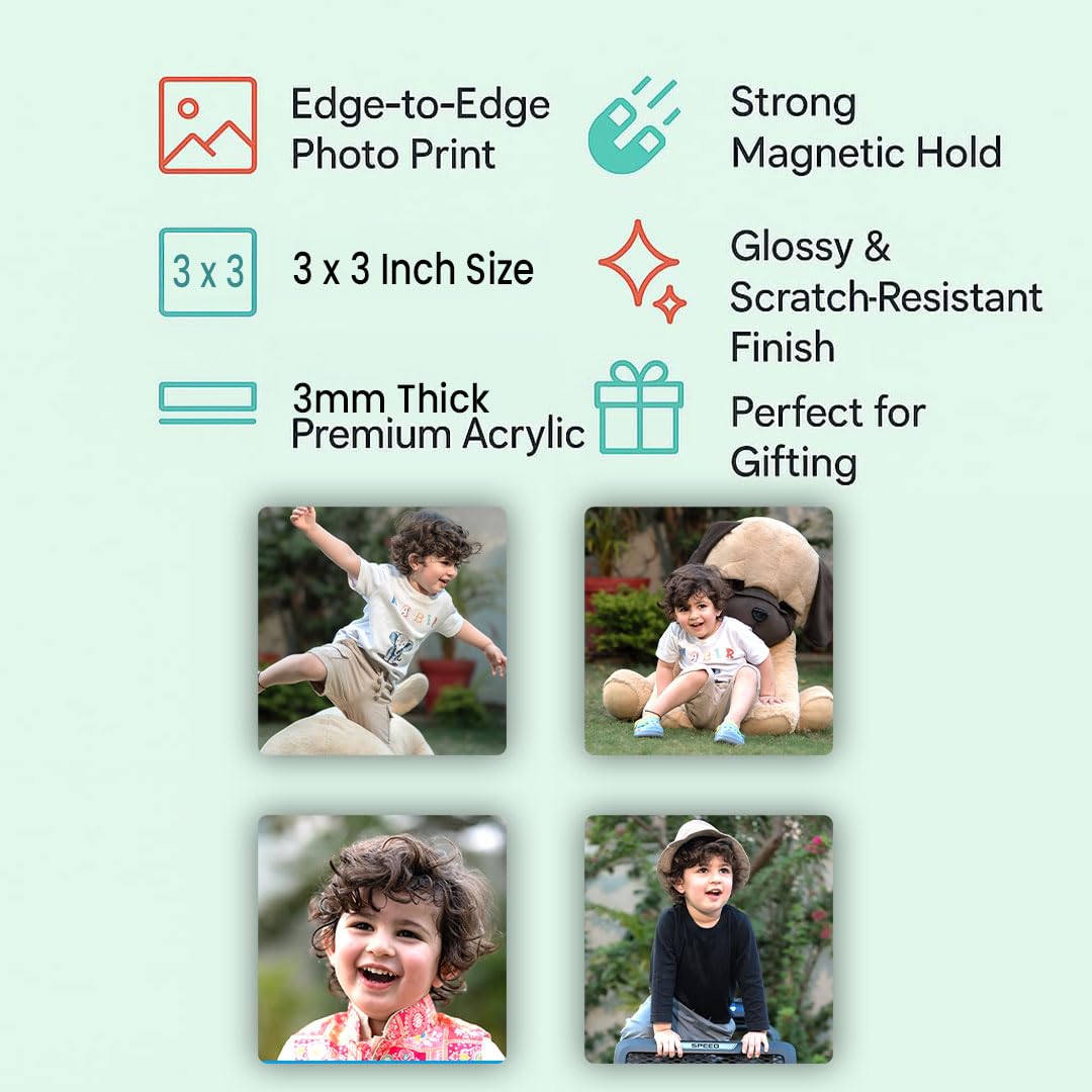 SNAPTRAP Personalized Acrylic Photo Fridge Magnets - Square Pack of 12