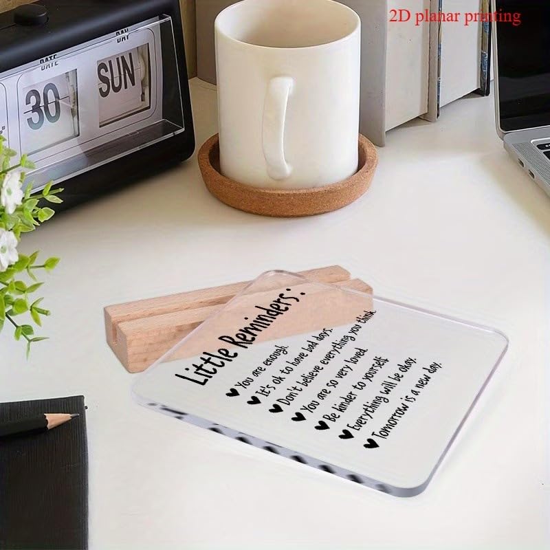 SNAPTRAP Little Reminders Motivational Acrylic Plaque with Wooden Base Stand - Default Title