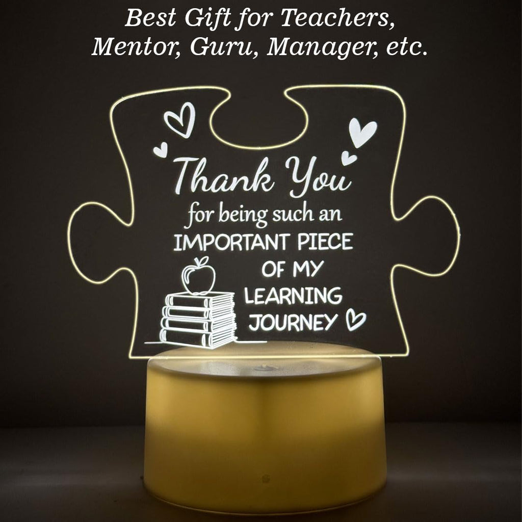 SNAPTRAP Best Teacher Puzzle Engraved LED Side Table Lamp - Default Title