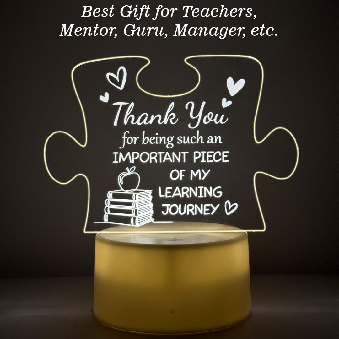 SNAPTRAP Best Teacher Puzzle Engraved LED Side Table Lamp - Default Title