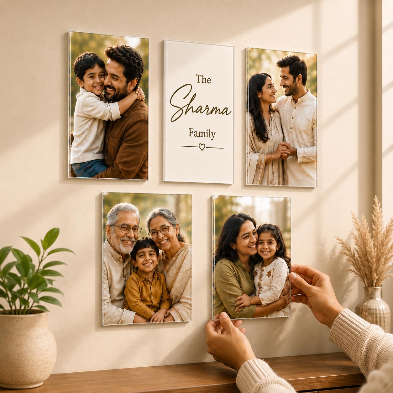 SNAPTRAP Mini Personalized Acrylic Photo Frame with Wooden Stand - Portrait Large