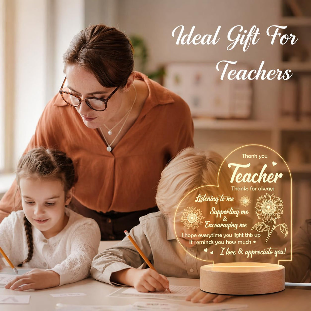 SNAPTRAP Best Teacher Heart-Shaped LED Side Table Lamp - Default Title