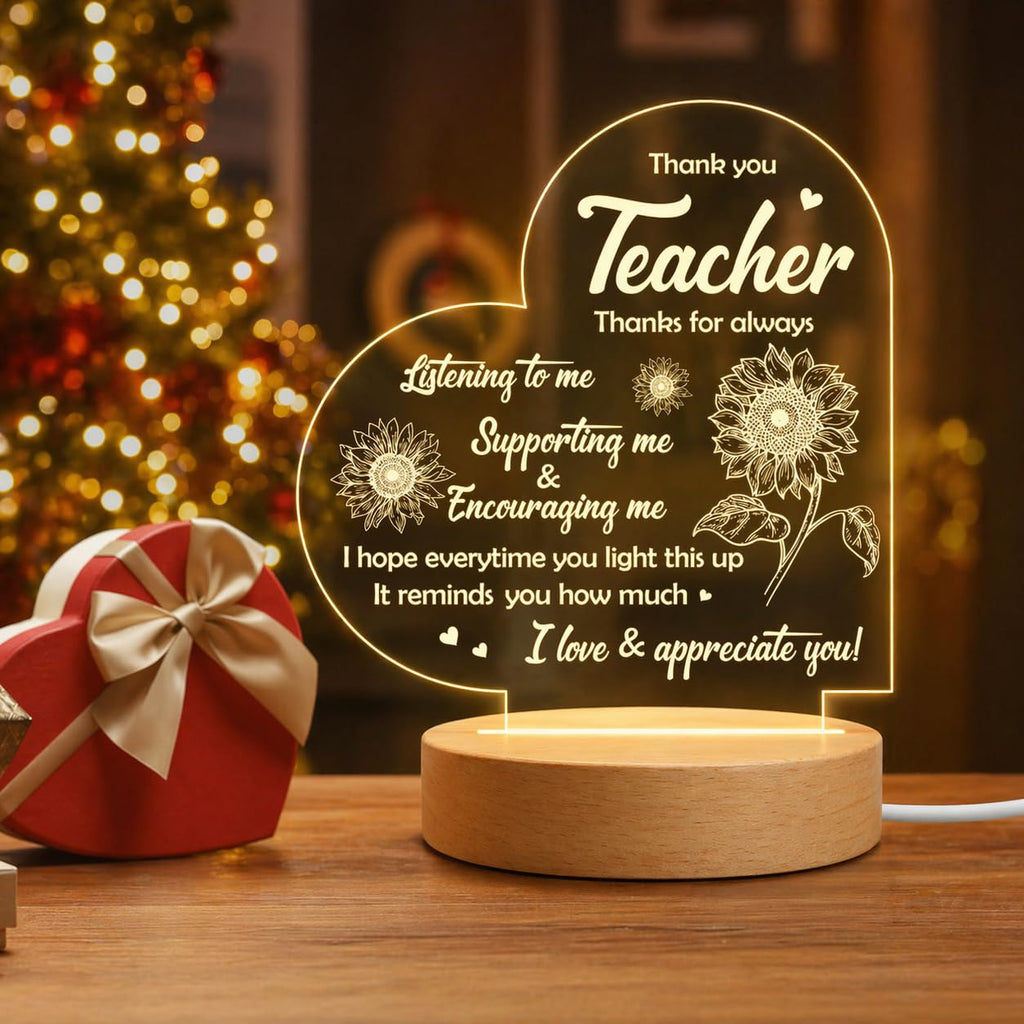 SNAPTRAP Best Teacher Heart-Shaped LED Side Table Lamp - Default Title