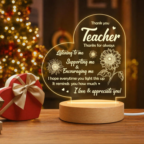 SNAPTRAP Best Teacher Heart-Shaped LED Side Table Lamp