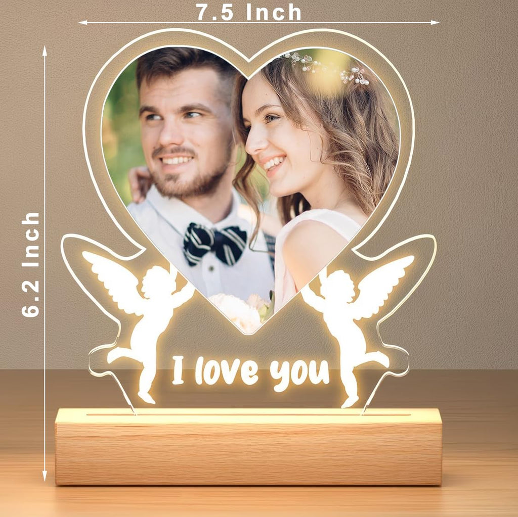 SNAPTRAP Personalized LED Acrylic Photo Lamp with Wooden Base - Love Photo Lamp 2