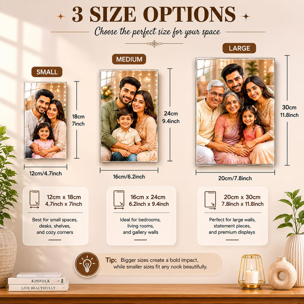 SNAPTRAP Mini Personalized Acrylic Photo Frame with Wooden Stand - Portrait Large