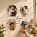 SNAPTRAP Mini Personalized Acrylic Photo Frame with Wooden Stand - Hexagon Large