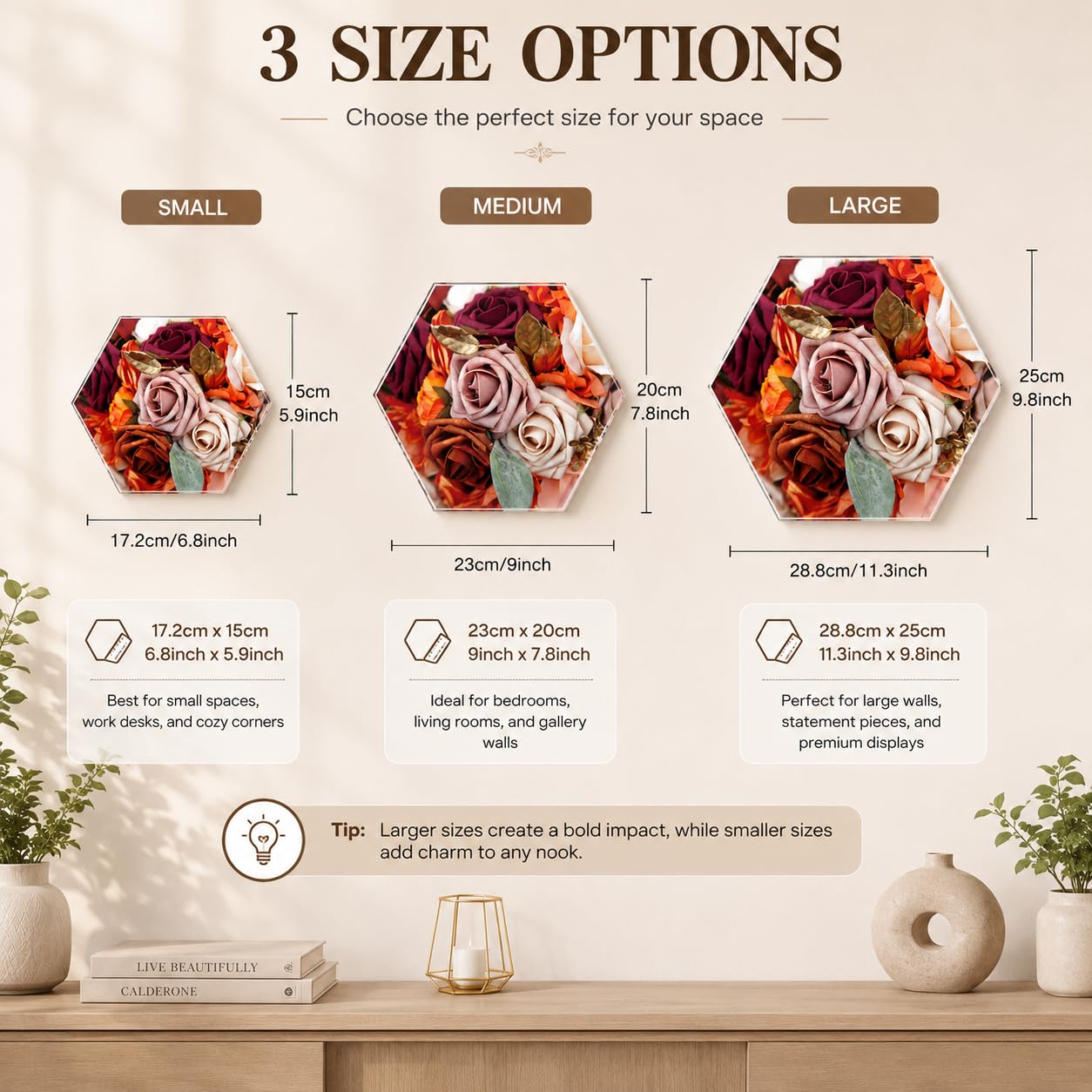 SNAPTRAP Mini Personalized Acrylic Photo Frame with Wooden Stand - Hexagon Large