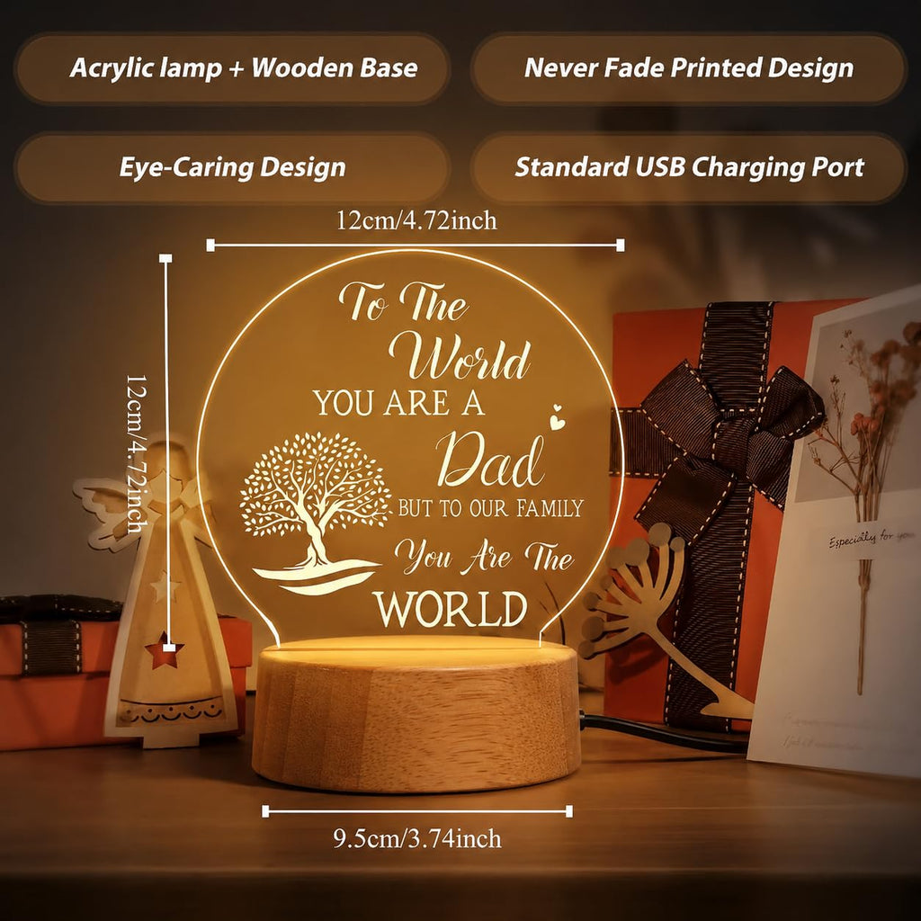 SNAPTRAP Best Dad Round LED Night Light with Wooden Base - Default Title