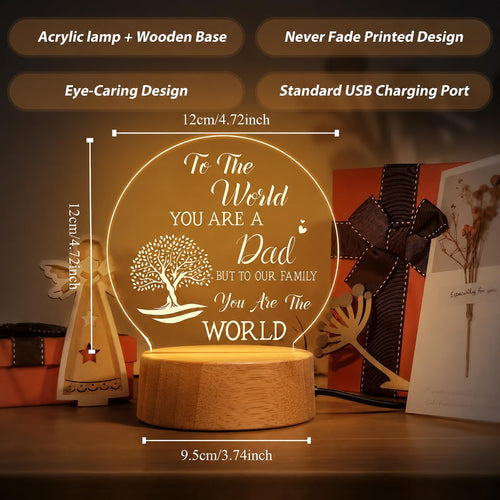 SNAPTRAP Best Dad Round LED Night Light with Wooden Base - Default Title