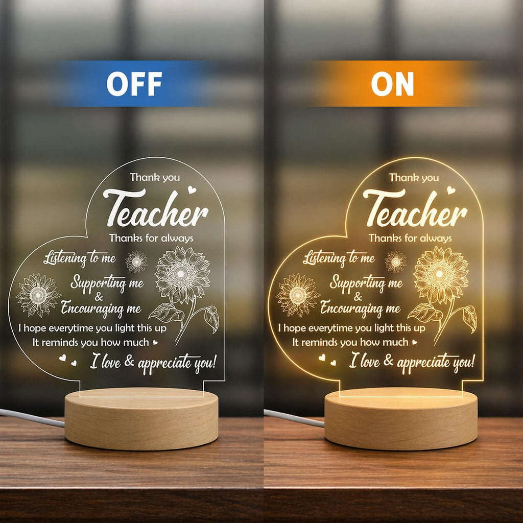 SNAPTRAP Best Teacher Heart-Shaped LED Side Table Lamp (FBA) - Default Title