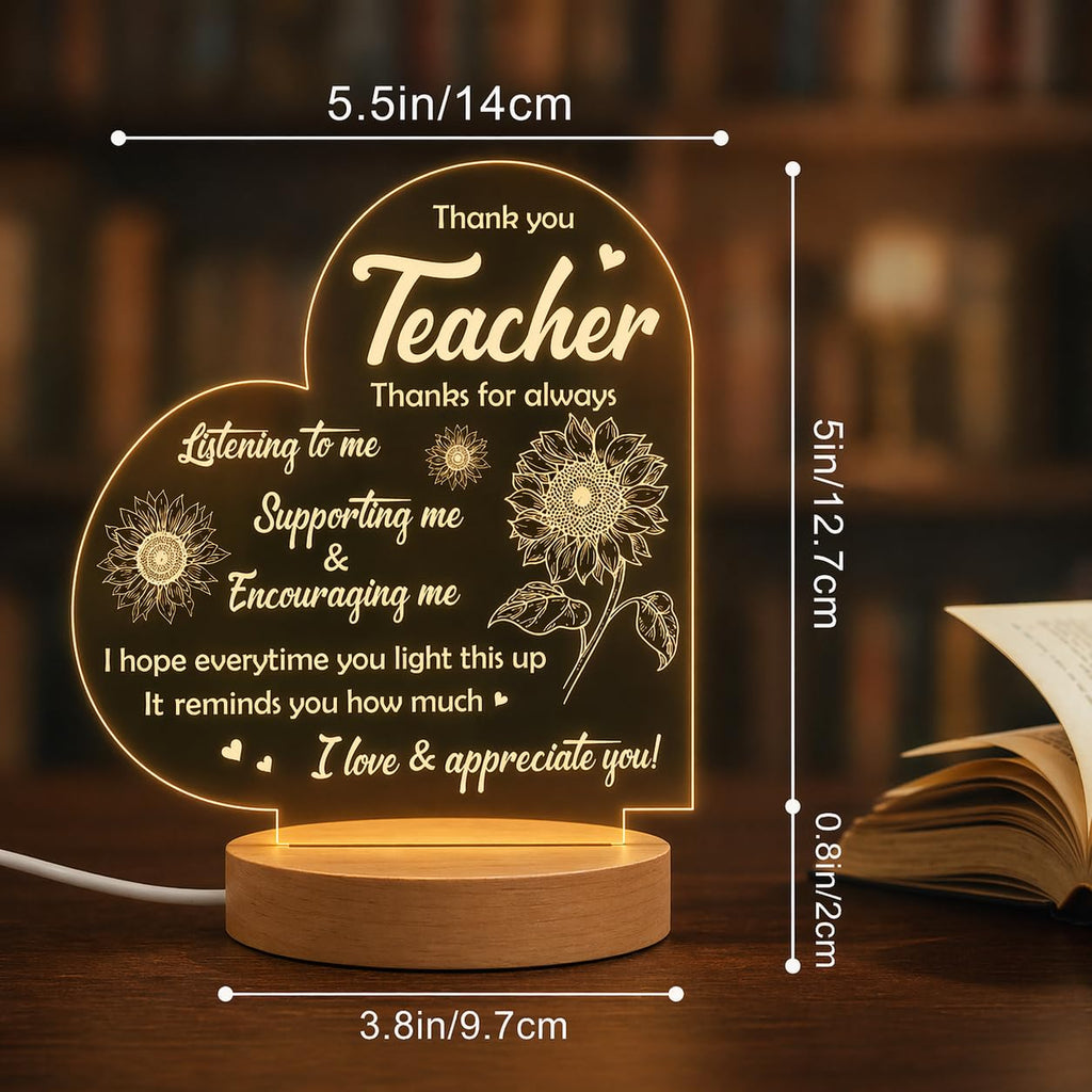 SNAPTRAP Best Teacher Heart-Shaped LED Side Table Lamp (FBA) - Default Title