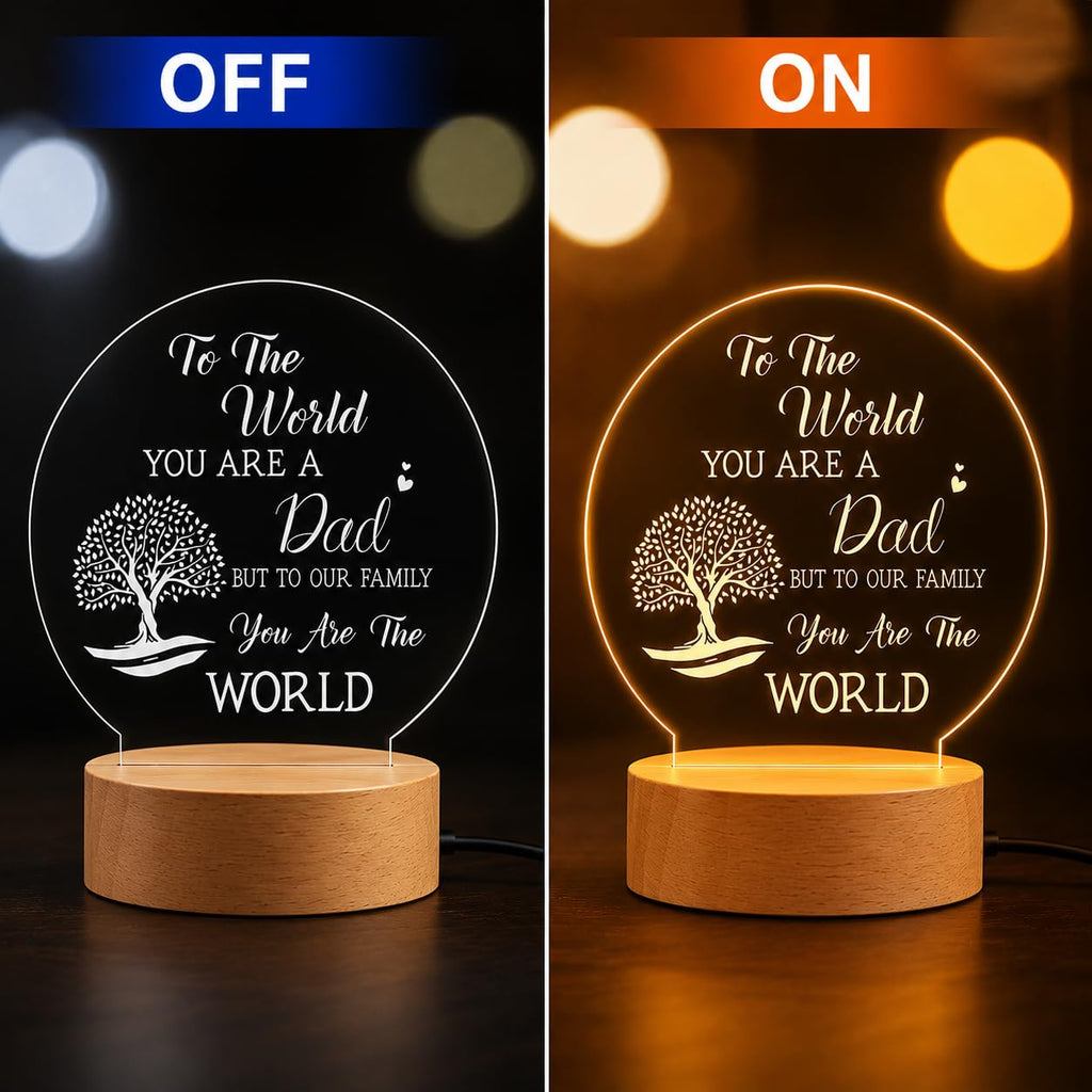 SNAPTRAP Best Dad Round LED Night Light with Wooden Base - Default Title