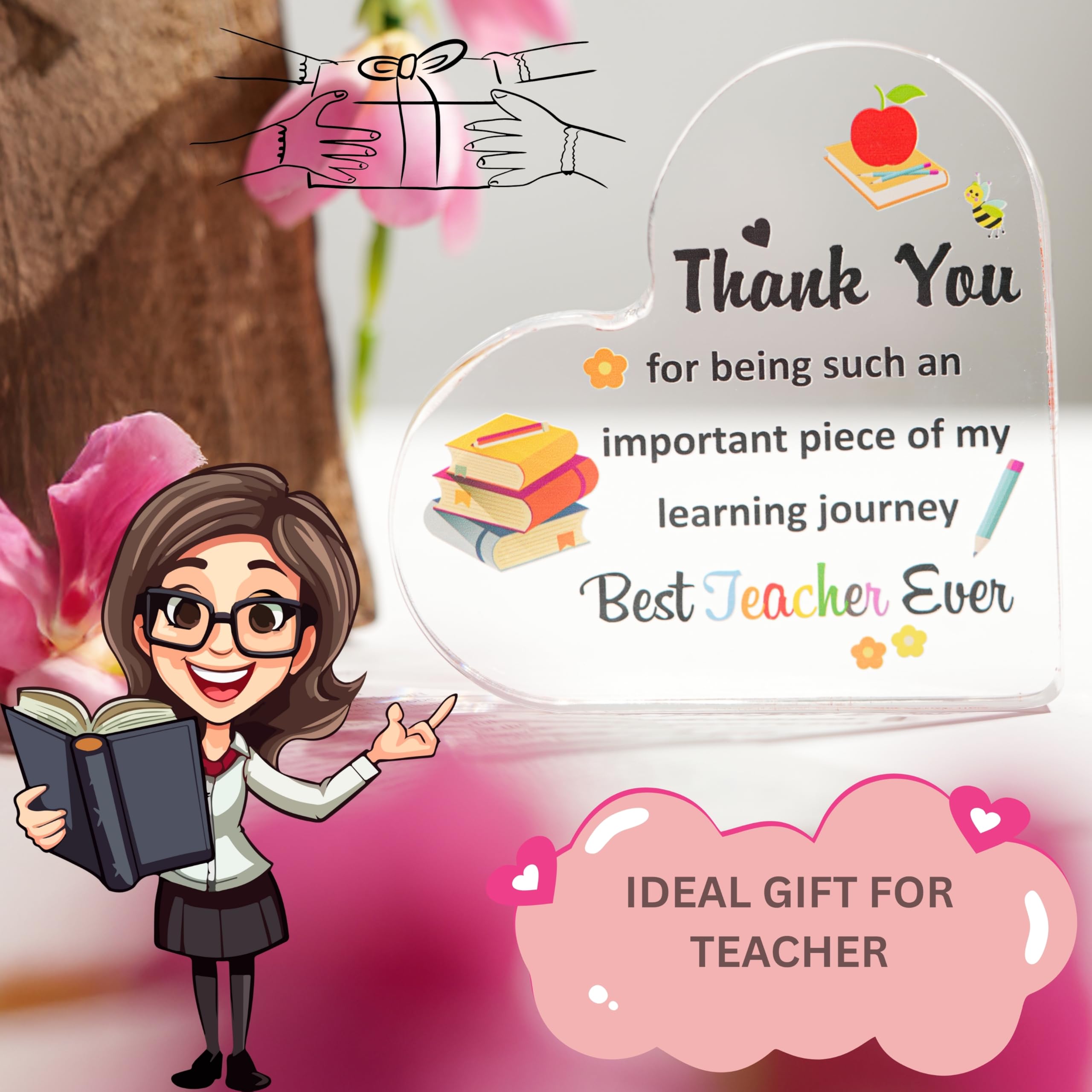 SNAPTRAP Engraved Message Acrylic Block - Teacher 1 6X6
