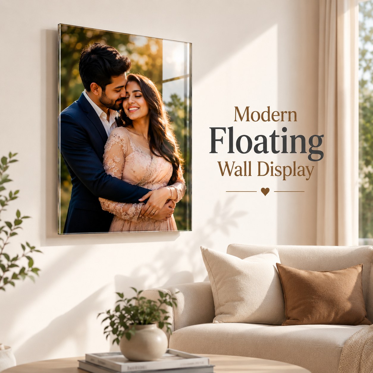 Personalized Acrylic Photo Frame - modern floating wall display